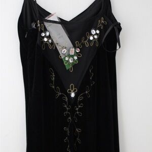 NWT Elegant Black velvet Dress with Embellishments